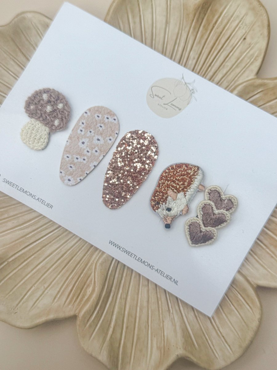 Antislip Setje - Hazel - Haarspeldjes voor Baby & Newborn - Haarspeldje voor Meisjes & Kinderen - Haaraccessoires Herfst - Egel - Pompoen - Kraamcadeau - Babyshower
