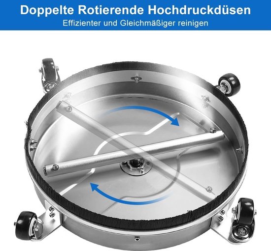 SnelShoppen - Hogedrukreiniger met Oppervlaktereiniger op 4 Wielen - Krachtige Roestvrijstalen Vloerreiniger met 2 Verlengbuizen en 1/4 inch Quick Plu van Snelshoppen — afbeelding 3