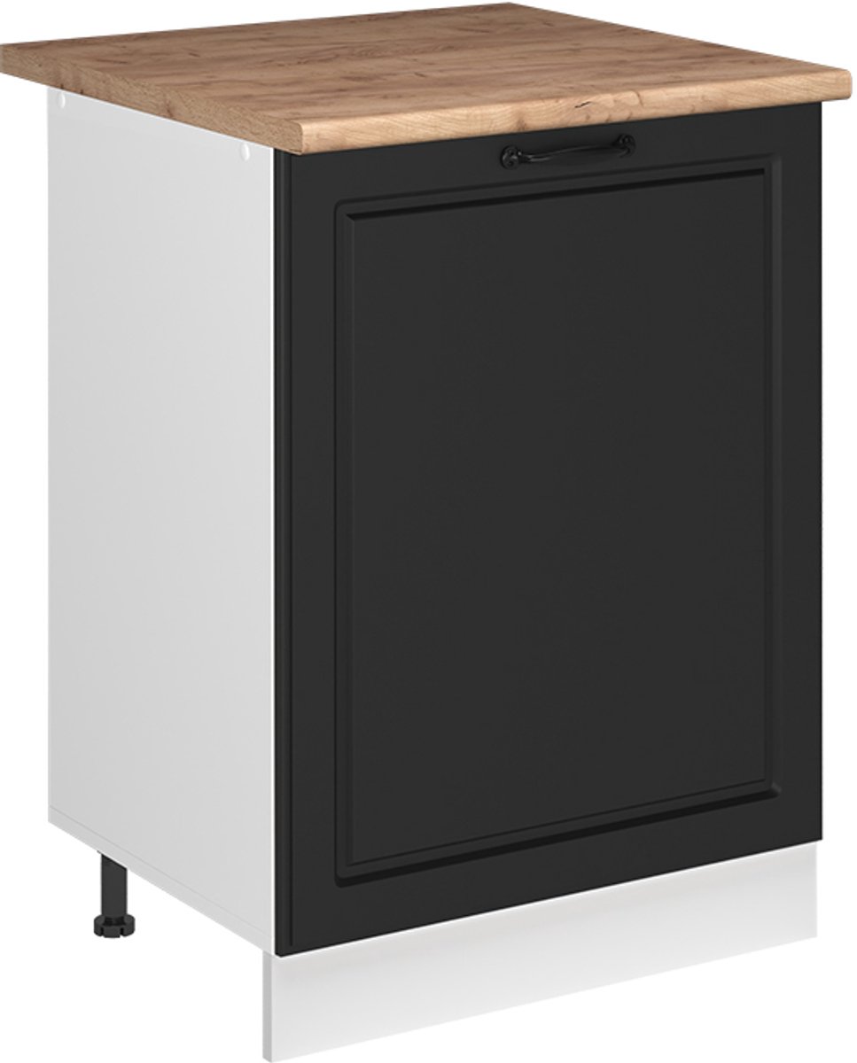 Vicco Keukenonderkast R-Line, Antraciet landelijk/Wit, 60 cm met 1 deur goudkleurig eiken werkblad