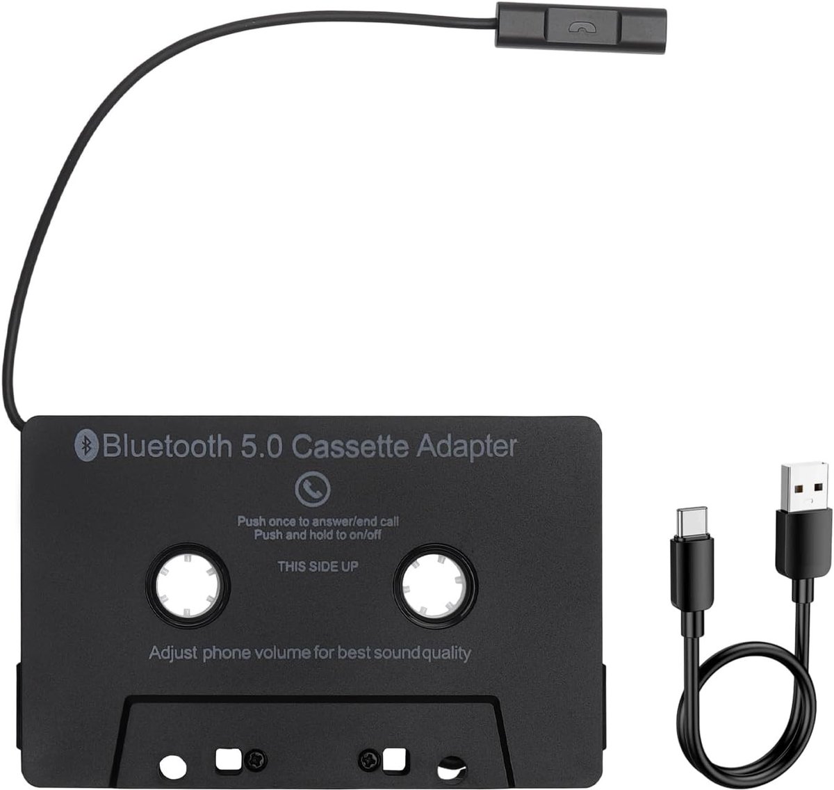 Bluetooth Cassette Adapter voor Auto en Thuis, Draadloze Verbinding met Bluetooth 5.0, Handsfree Bellen en HD Geluidskwaliteit voor Retro Cassette Spelers en Audiocompatibiliteit