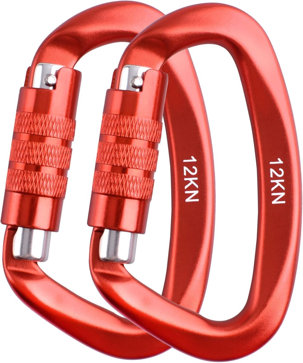 Azarxis Screw Carabiner 12 kN (1200 kg), Aluminium, D-Shape, Carabiner, Small Carabiner, Keychain, Carabiner for - ShopVlot