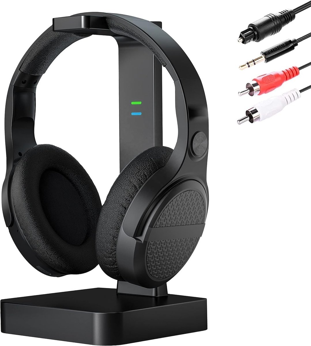 Draadloze Hoofdtelefoon voor Senioren, Eenvoudig in Gebruik, Geen Audiovertraging, 28 Uur Speeltijd, Inclusief Oplaadstation en Ideaal voor TV en Films