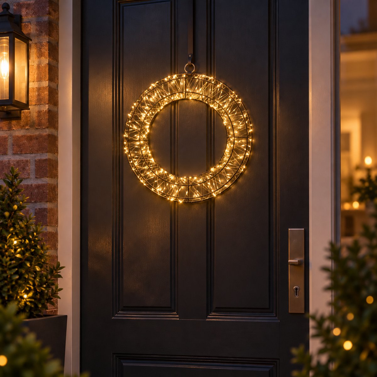 Verlichte sfeervolle kerstkrans D-36 cm .
