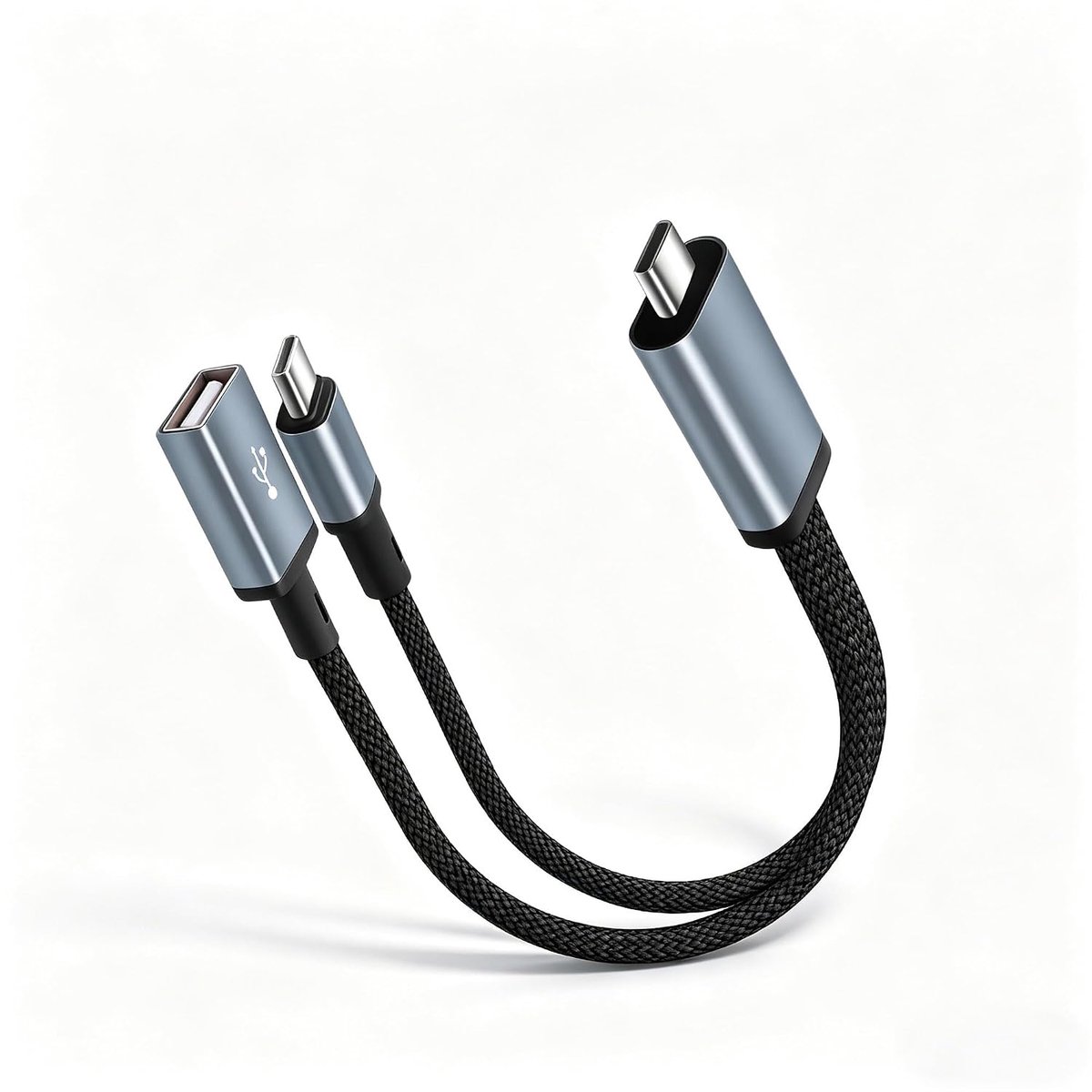 Verlengkabel type C naar USB-C (stekker) + USB 2.0 (vrouwelijk) - 20 cm (stekker C + bus A) - ShopVlot