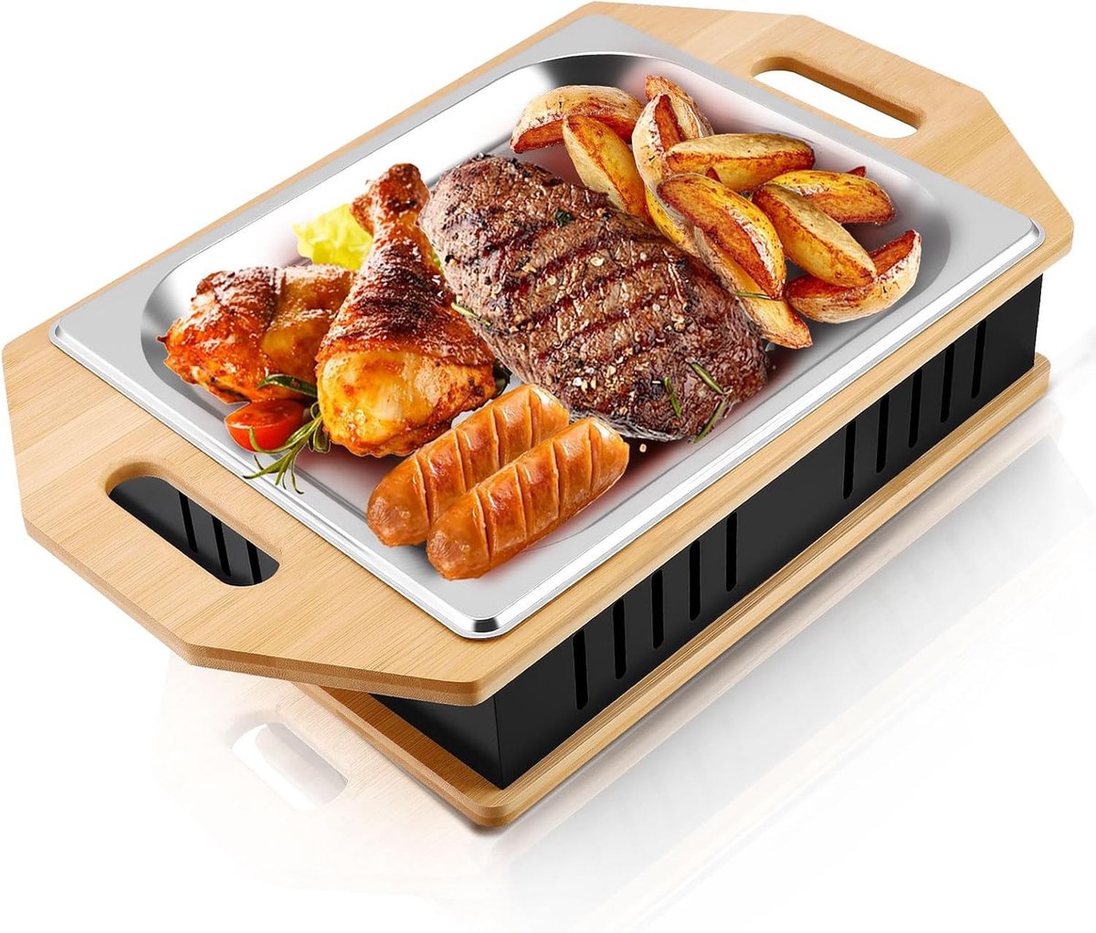 Hot Plate voor BBQ met RVS Basis en Theelichtfunctie, Ideaal voor Vleeswarmers en Grillen, Perfect voor Buiten en Kamperen