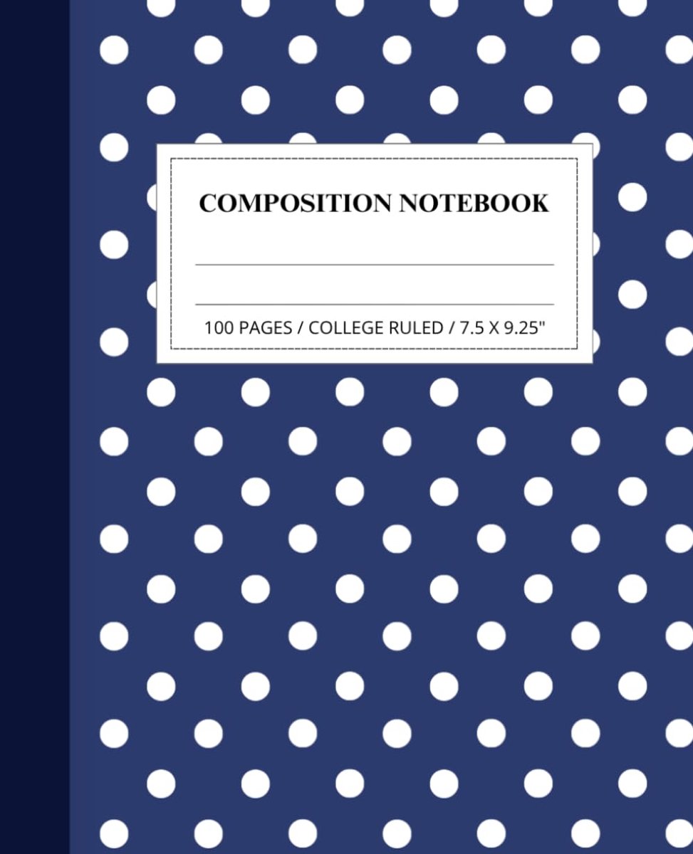 Navy Blue Polka Dot Composition Notebook: Dark Blue & White Dotted Journal for Note Taking, Journaling & School Work - ShopVlot