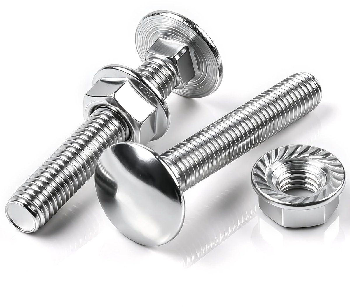 20 sets M5 x 25 mm slotbouten, M5 x 0,8 mm zeshoekige flensmoeren, roestvrij staal 304 A2 V2A, DIN 603 platte ronde kopschroeven + vierkante hals voor huisdecoratie, industrie (20, M6 x 60 mm
