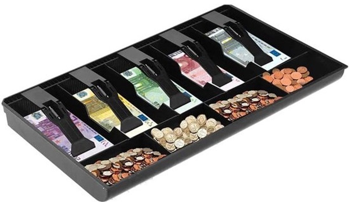 Kassalade met 9 vakken - 41 x 25 x 4 cm - Verwijderbare geldlade voor kassasystemen en winkels
