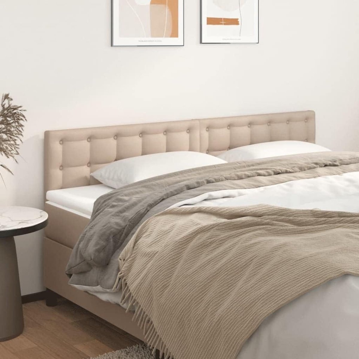 Hoofdborden, 2 stuks, cappuccino-bruin, 90 x 5 x 78/88 cm, kunstleer, hoofdeinde voor de slaapkamer, hotel, hoofdeinde, werkkamer, voor slaapkamer, tweede slaapkamer, hotel