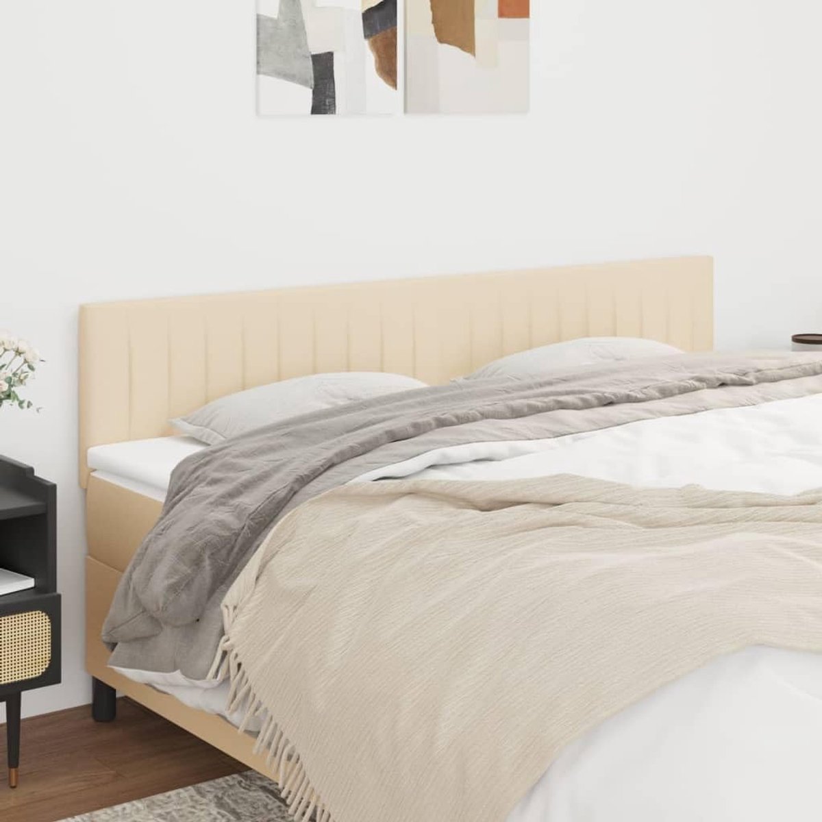Hoofdborden, 2 stuks, crème, 80 x 5 x 78/88 cm, stoffen hoofdeinde voor de slaapkamer, hotel, hoofdeinde, werkkamer, voor slaapkamer, tweede slaapkamer, hotel
