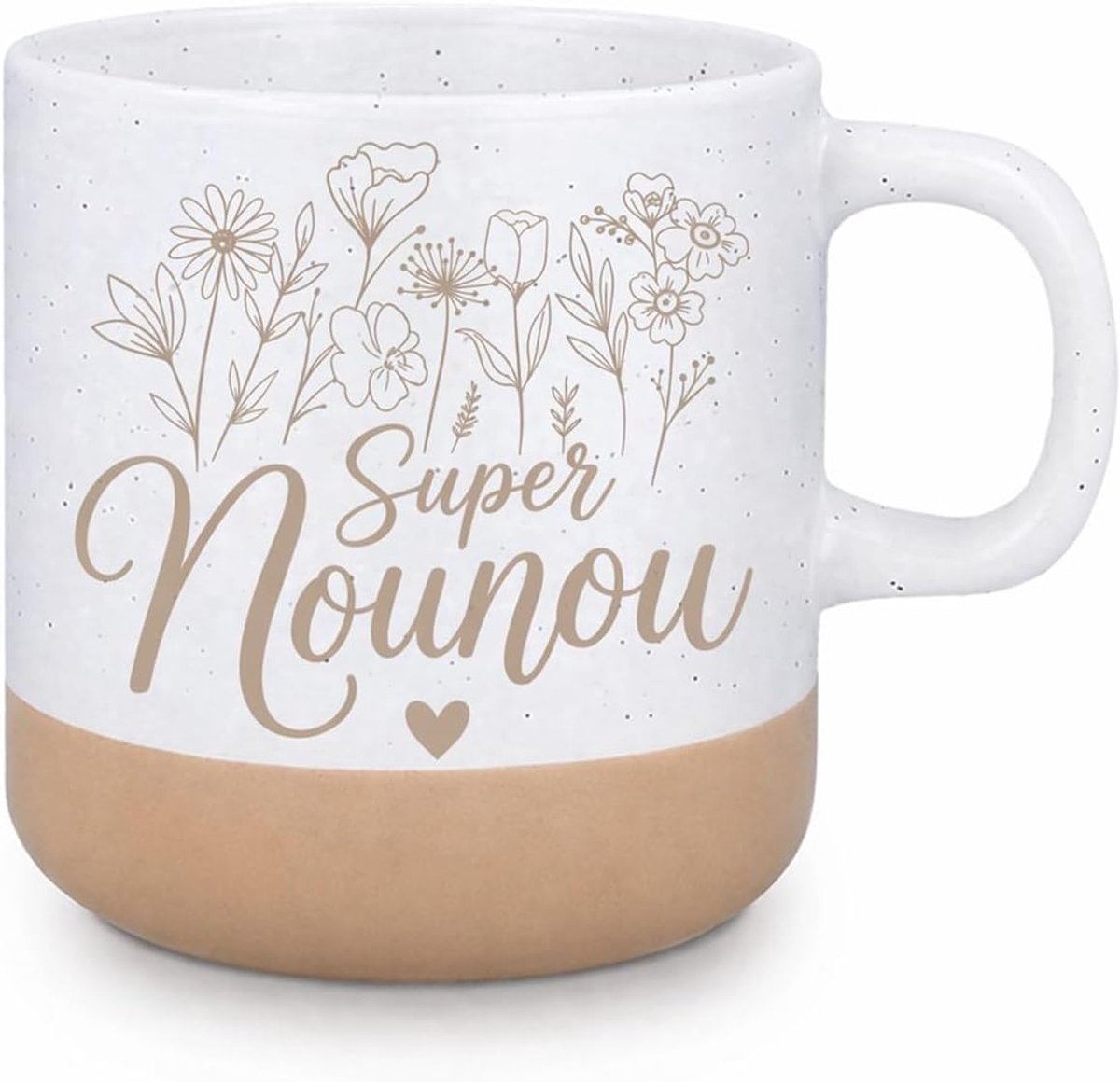 Nanny Mok Super Nanny met elegant bloemenmotief, bedankje, keramische mok voor koffie, thee, warme chocolade, origineel cadeau voor het eind van het jaar, cadeaus voor oppas