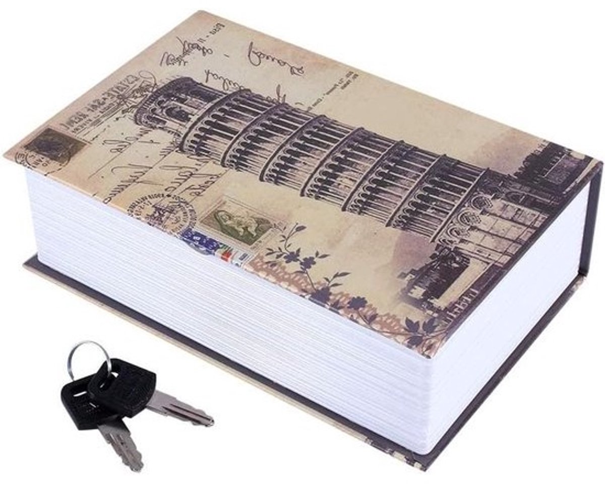 Geheim woordenboek - Verborgen combinatieslot - Spaarvarken - Veiligheidsslot met sleutels - Boekkluis - Spaarpot - Geheim - Veiligheidsdoos - Pisa Scheve Toren