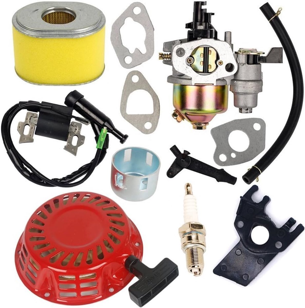 Carburateur Met Luchtfilter Bobine Terugslag Starter Compatibel met Gx140 Gx160 Gx200 5.5HP 6.5HP Motor 17210-ZE1-822