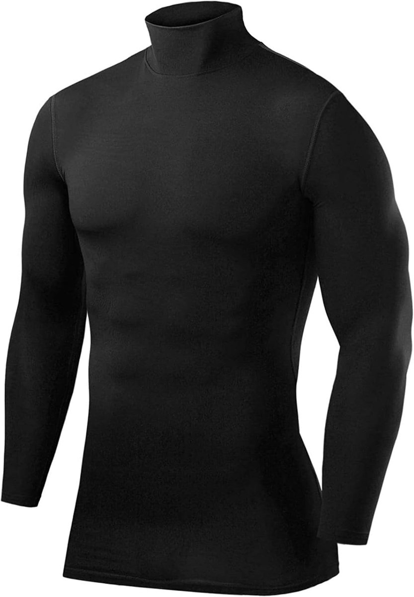 Compressie-onderhemd met lange mouwen voor heren en jongens - Mock Neck