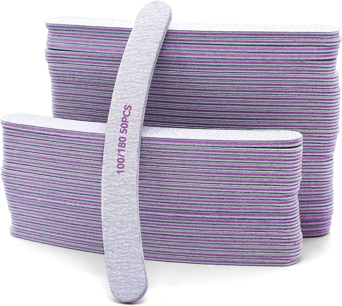 50 Stuks Vijlenset voor Gel Nagels, Dubbelzijdige Vijl met 100/180 Grit, Perfect voor Manicure en Pedicure, Ideaal voor Nagelverzorging en Vijltechnieken