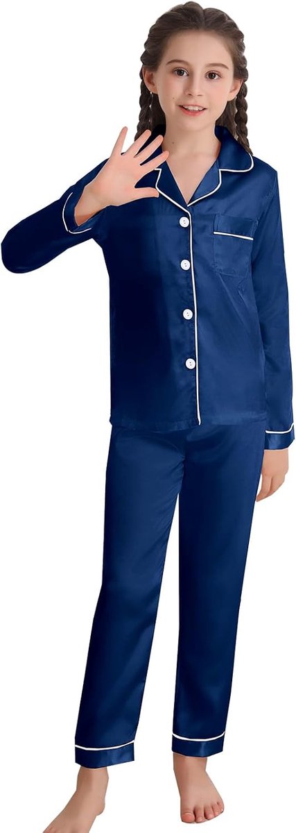 Satijnen pyjamaset voor meisjes | kindernachtkleding | pyjamasets voor meisjes | soepele nachtkleding