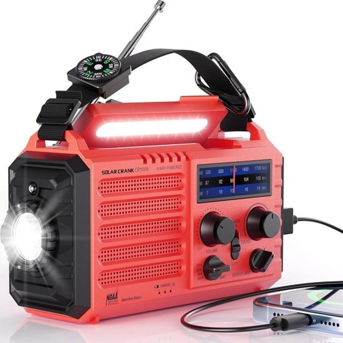 Noodradio - Noodpakket Oorlog - Draagbare Radio - Powerbank Zonne-energie - Transistorradio - Buitenoplader