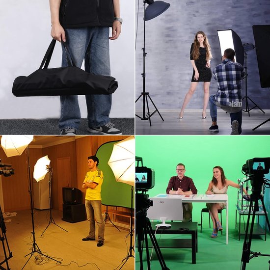 Achtergrondstandaard, 2 x 3 m, verstelbare set steunen voor achtergrond, greenscreen standaard, fotoachtergrond standaard, achtergrondframe met 4 stuks klemmen voor fotografie, videoportret. — afbeelding 5