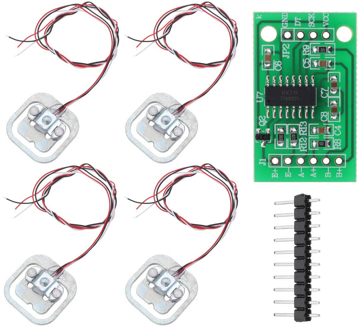 4 stuks DIY 110lbs 50KG Halve brug Body Load Cell Gewicht Strain Sensor Weerstand + HX711 AD Module
