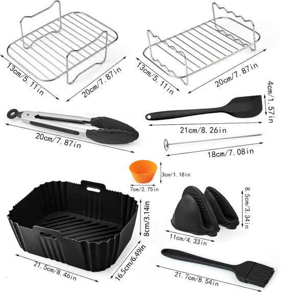 Accessoires voor Ninja Foodi Max Dual Zone AF400EU AF300EU 9,5 l airfryer-accessoires voor Double Stack XL SL400EU siliconen vorm, heteluchtfriteuse voor Cosori 8,5 l — afbeelding 5