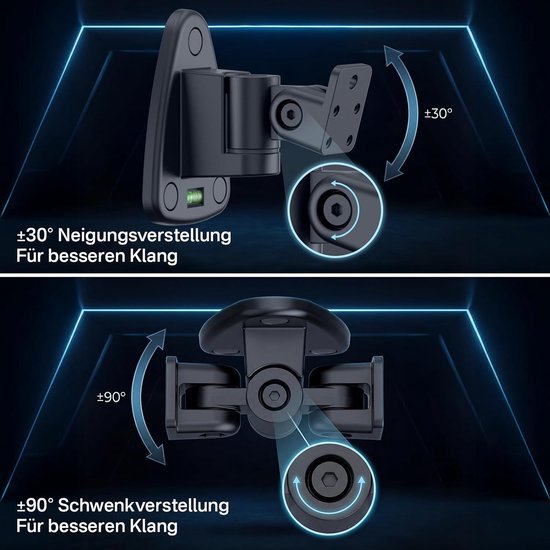 Verstelbare muurbeugels voor Samsung HW-Q995H/Q995GD/Q995GF/Q930F/Q995C/Q995B/Q935C; robuuste houders voor Samsung achterluidsprekers (SWA-9500S/9250S/9200S) – sleutelgat & schroefdraadhouder — afbeelding 5