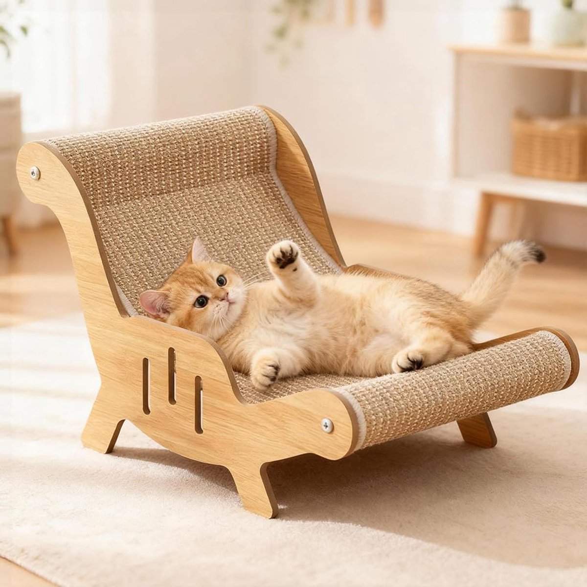 2-in-1 sisalstoel voor katten, ligstoel voor katten, kan slapen en hun klauwen slijpen, strandstoel voor katten, sisalkrabber, Si-sal bed voor katten, voor kleine dieren