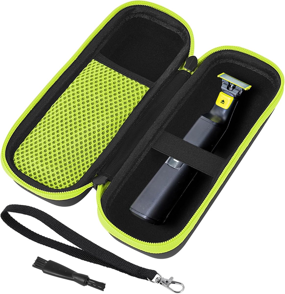 Tas voor Philliips O Blade QP2520/30/70/90, QP2620/30, QP2724, QP2824/30/34, QP6550 beschermhoes voor elektrisch scheerapparaat, EVA-harde koffer met spons, Leer-b, 21 x 6.3 x 7.8 cm, Casual