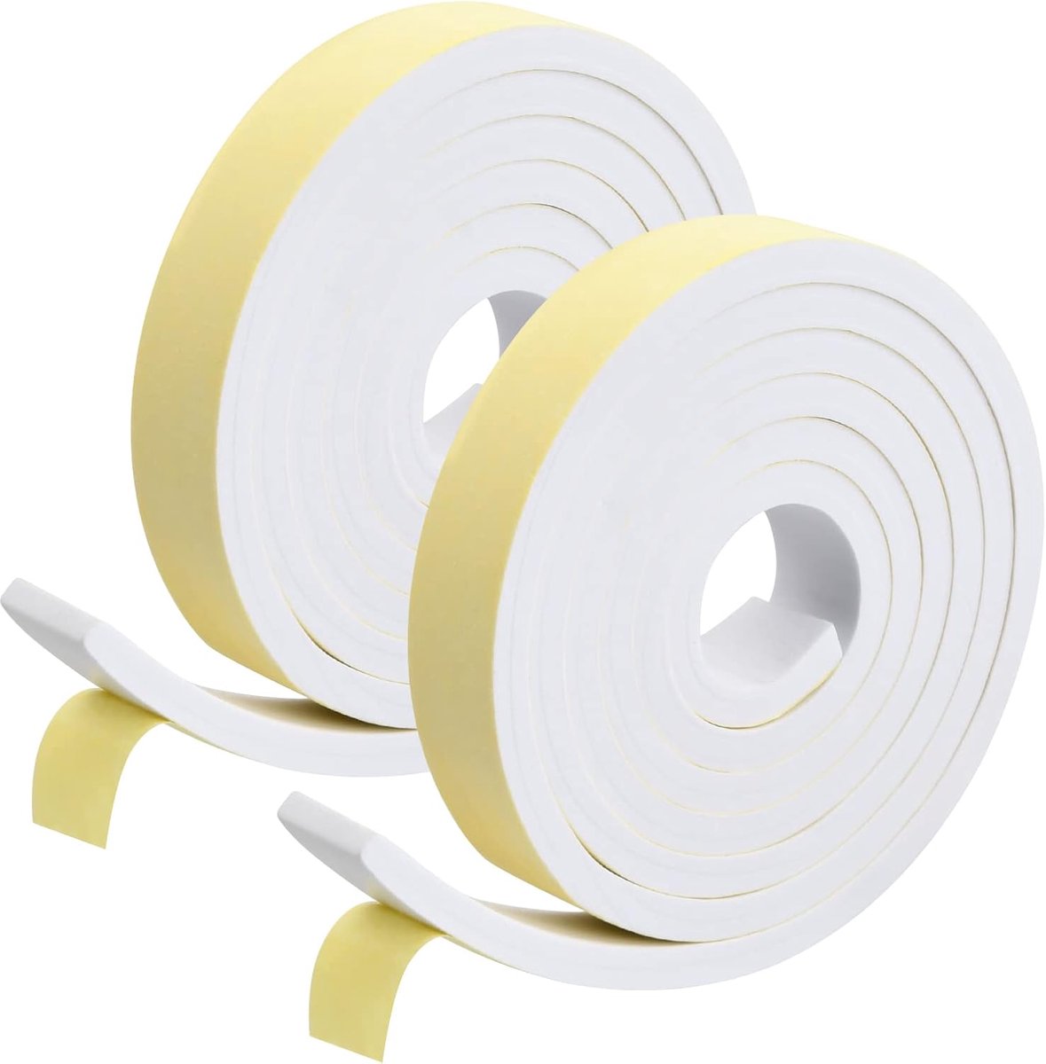 Zelfklevend, 2 rollen, 2 m, 15 mm x 10 mm, afdichtingstape, voor deur, raam, badkamer, douche, anti-koude-wind, lawaai en botsing, wit