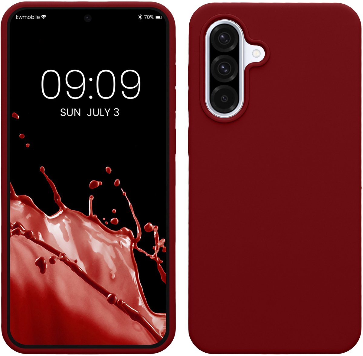kwmobile telefoonhoesje geschikt voor Samsung Galaxy A36 5G - Hoesje met siliconen coating - Smartphone case in rabarber rood