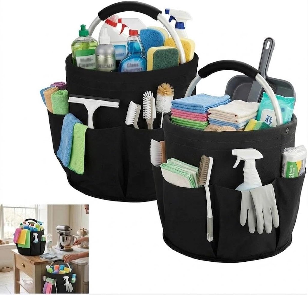 Schoonmaakcaddy - opvouwbare poetstas - met handvat - voor badkamer en tuin - ShopVlot