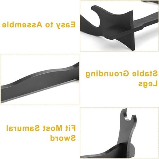 Zwaardhouder voor katana- en samoeraizwaarden - displaystand voor thuis en kantoor - set van 2 stuks met stevige ondersteuning en elegante vormgeving — afbeelding 3
