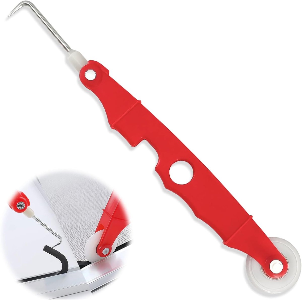 Afdichting gereedschap 2-in-1 - rood - met roller en haak - ideaal voor raamafdichtingen - ShopVlot