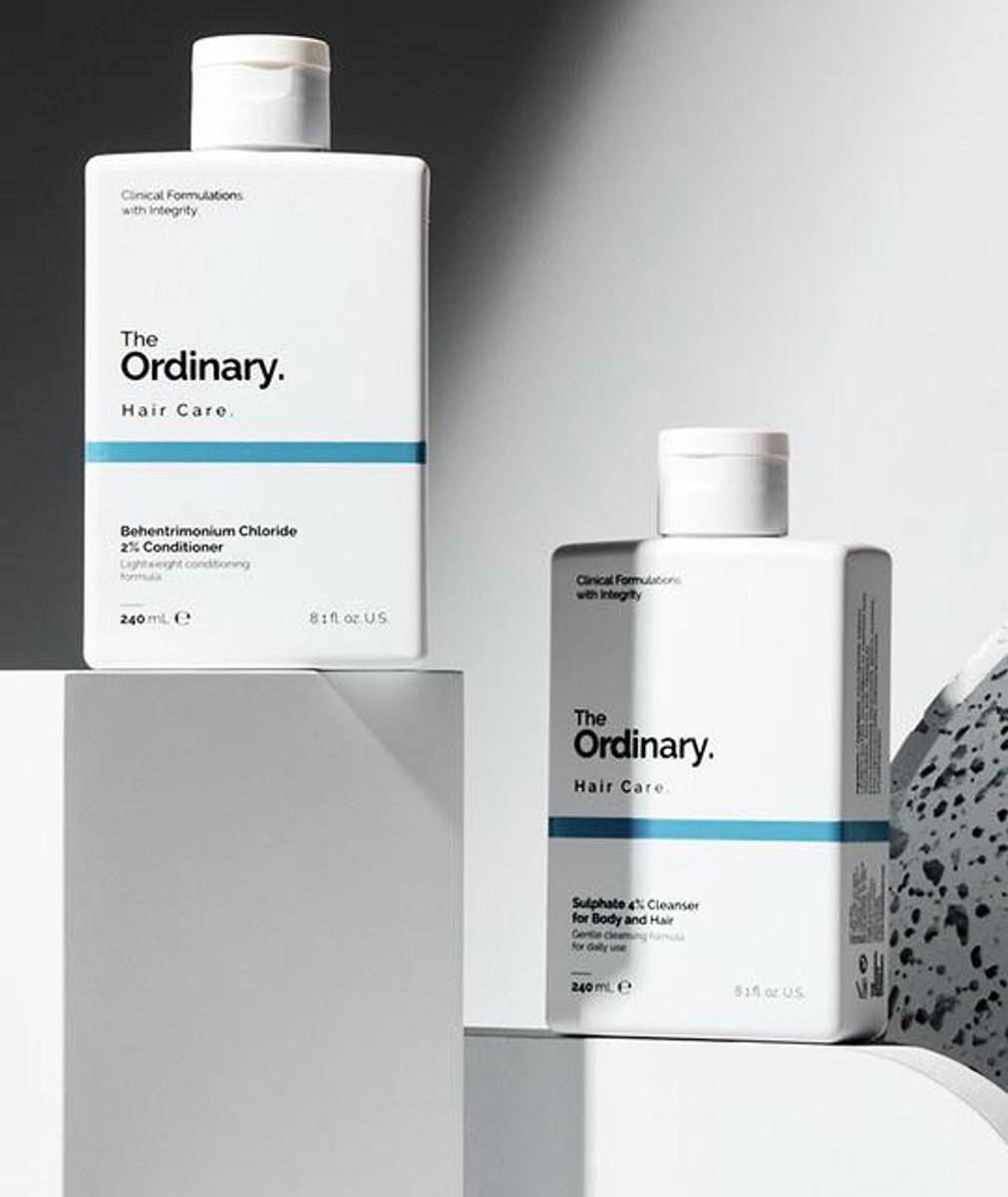 The Ordinary Hair Care Duo - The Ordinary Sulphate 4% Cleanser For Body and Hair 240ml and The Ordinary Behentrimonium Chloride 2% Conditioner 240ml