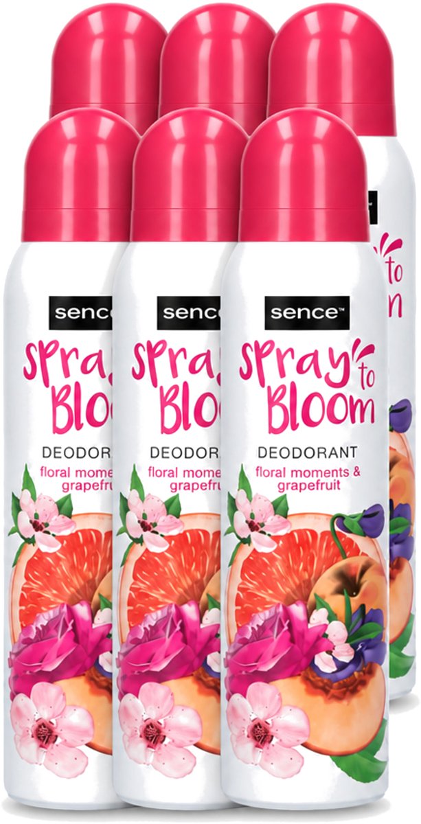 6 x Sence - Floral & Grapefruit - Deodorant - Fris & Fruitig - 150 ml - Voordeelverpakking - 6 stuks