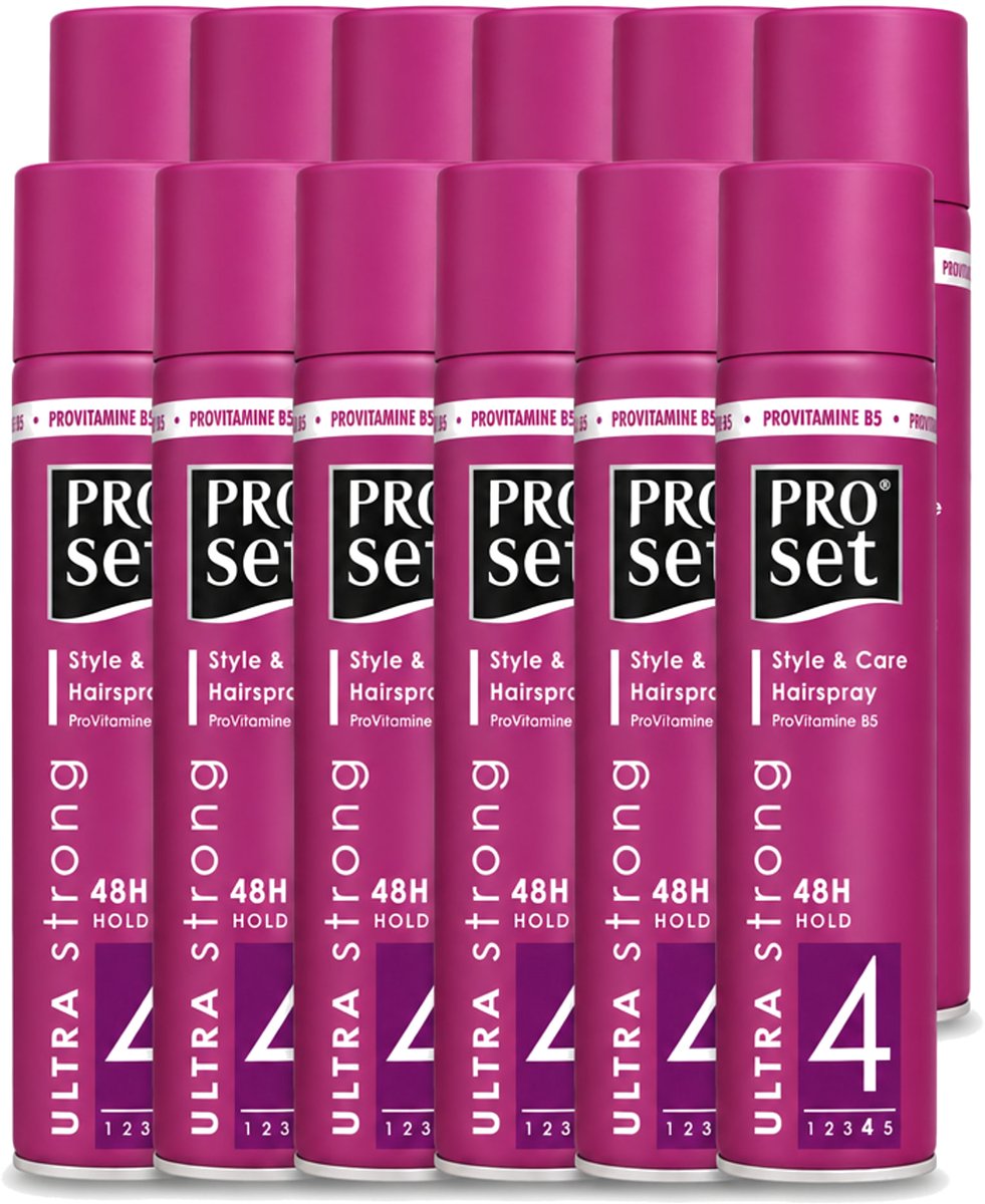12 x Proset - Haarspray - Ultra Sterk - 48 uur Werking - 250 ml - Voordeelverpakking - 12 stuks