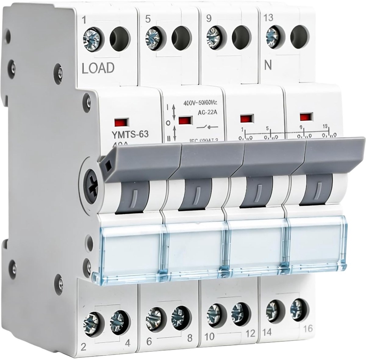 Dual Power Transfer Switch 63A - 4 Polig 40A - Betrouwbaar en veilig - Voor industriële en huishoudelijke toepassingen - ShopVlot