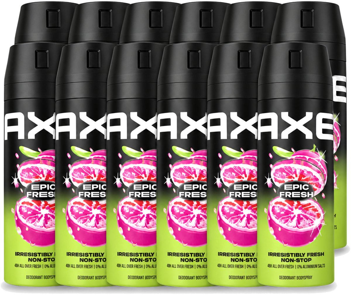 12 x Axe – Deodorant Spray – Epic Fresh – 150 ml - Voordeelverpakking - 12 stuks