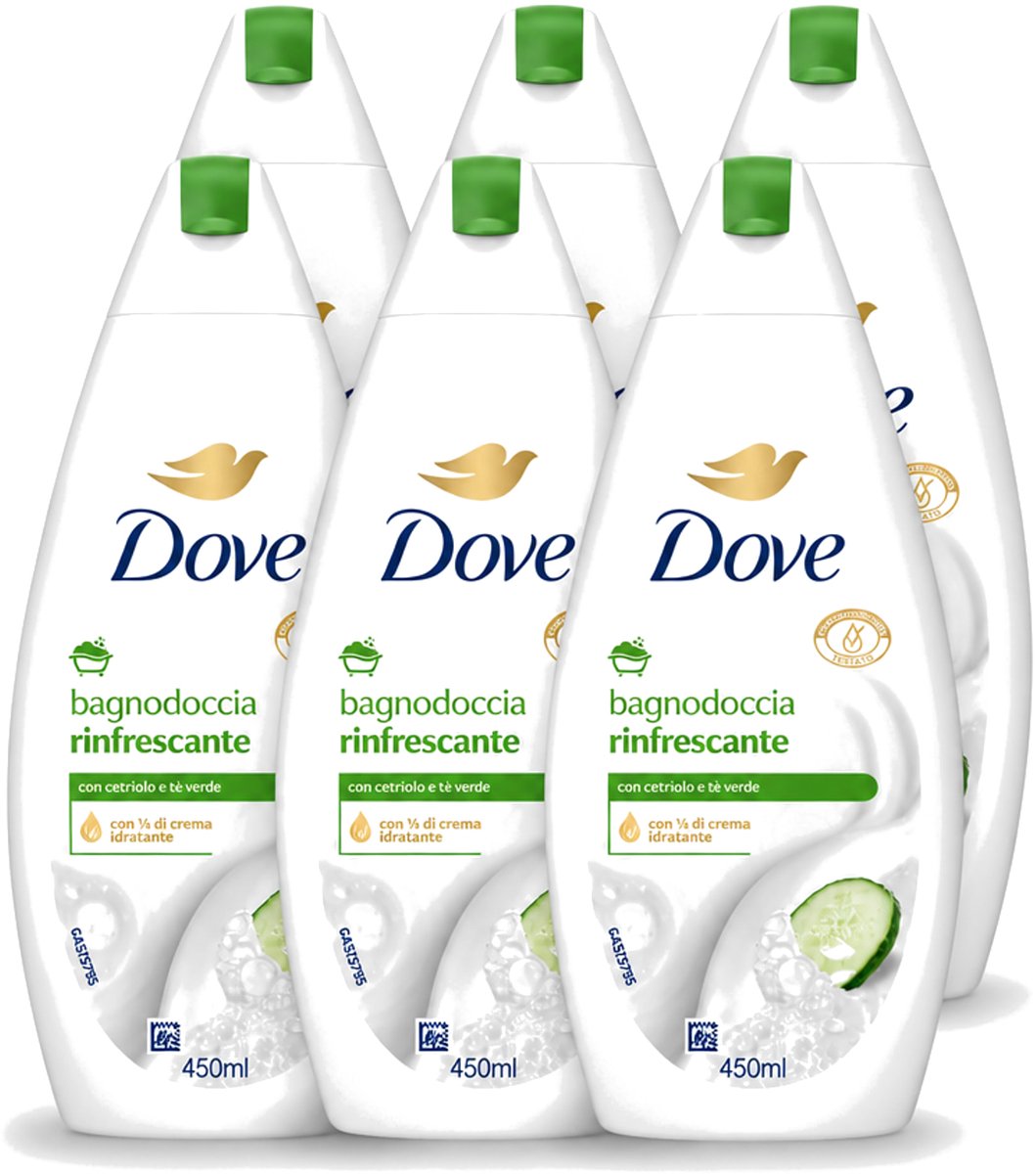 6 x Dove – Douchegel – Refreshing – 450 ml - Voordeelverpakking - 6 stuks
