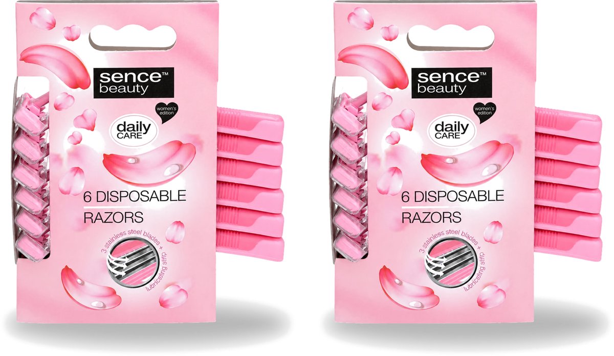 2 x Sence – Wegwerpscheermes – Glad Scheren – Comfort Grip – 6 Wegwerpscheermes - Voordeelverpakking - 2 stuks
