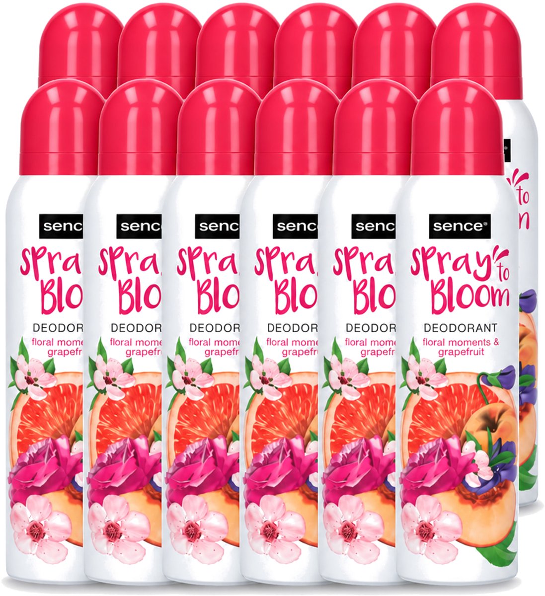 12 x Sence - Floral & Grapefruit - Deodorant - Fris & Fruitig - 150 ml - Voordeelverpakking - 12 stuks