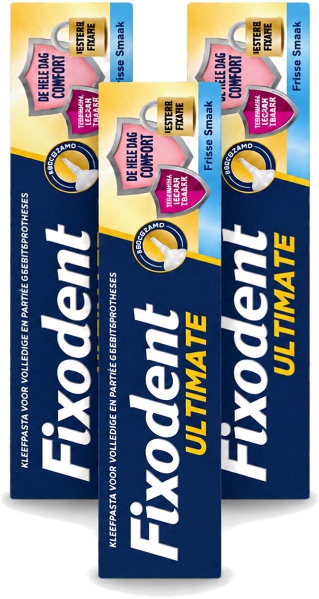 3 x Fixodent – Kleefpasta – Ultimate Fresh – 40 g - Voordeelverpakking - 3 stuks