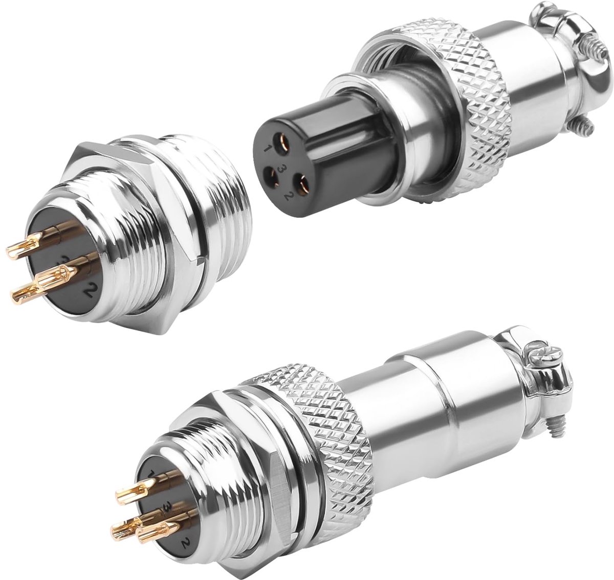 SnelShoppen - GX12 Aviation Plug Socket - Goudplated 3-Pin Bulkhead Mount - 400V/5A Voor Elektrische Toepassingen, Kabelsolderen, Ronde Aansluiting
