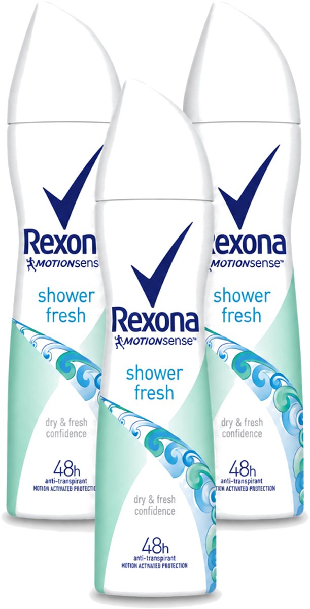 3 x Rexona - Shower Fresh - Deodorant Spray - Anti-transpirant - 150 ml - Voordeelverpakking - 3 stuks