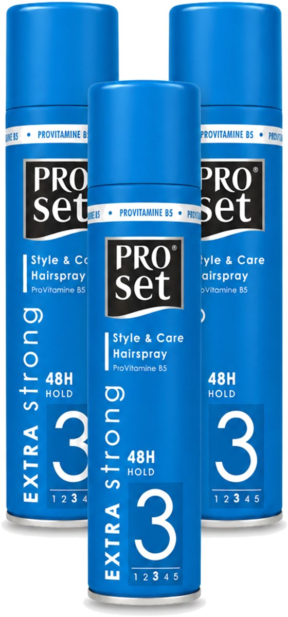 3 x Proset - Haarspray - Extra Sterk - 48 uur Werking - 300 ml - Voordeelverpakking - 3 stuks