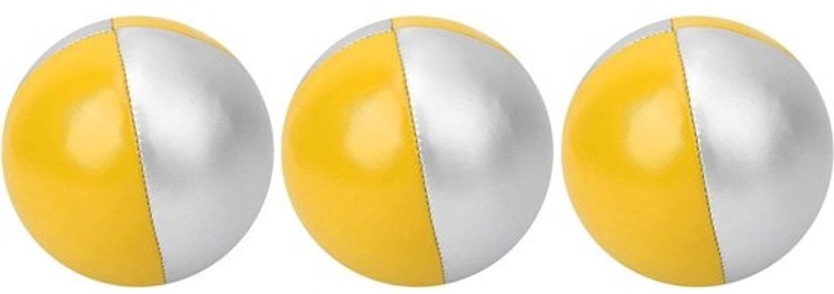 Set jongleerballen - Zachte werpballen - Voor behendigheidsoefeningen - Compleet variatiepakket - 4 stuks - Geel/zilver
