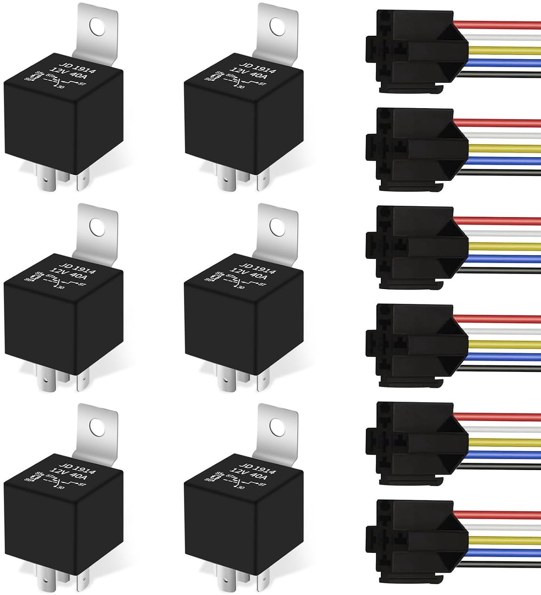 JD1914 12V 40A SPDT 5 Pin Car Relay Car Relay Pedestal Holder Universal Relay for Vehicles Mini Relay for Car Truck - ShopVlot