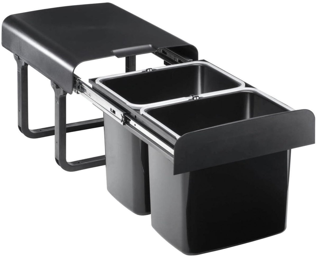 EKOTECH Waste bin EKKO 2 RECYCLED with 32 litre filling volume for 40 cm cabinet width - ShopVlot