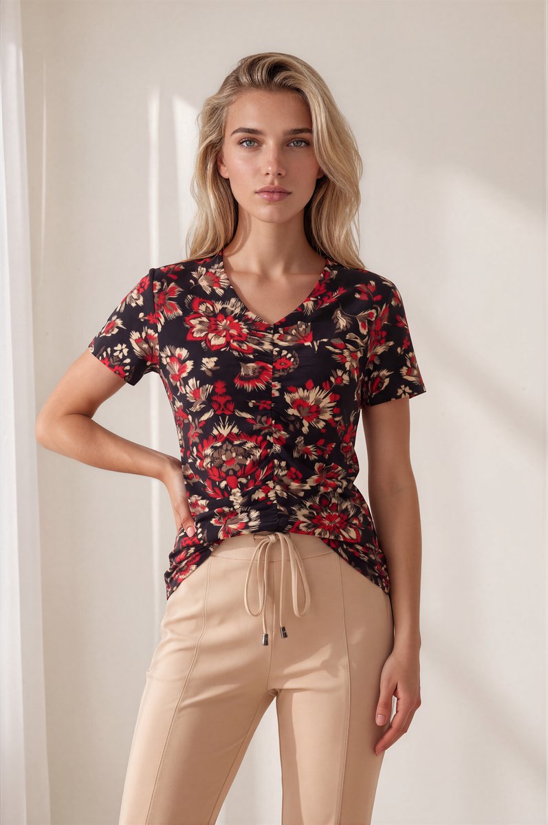 MI PIACE - Travel T-shirt V Hals Ornamental Flowers Print 202080 Samba - Maat : XL