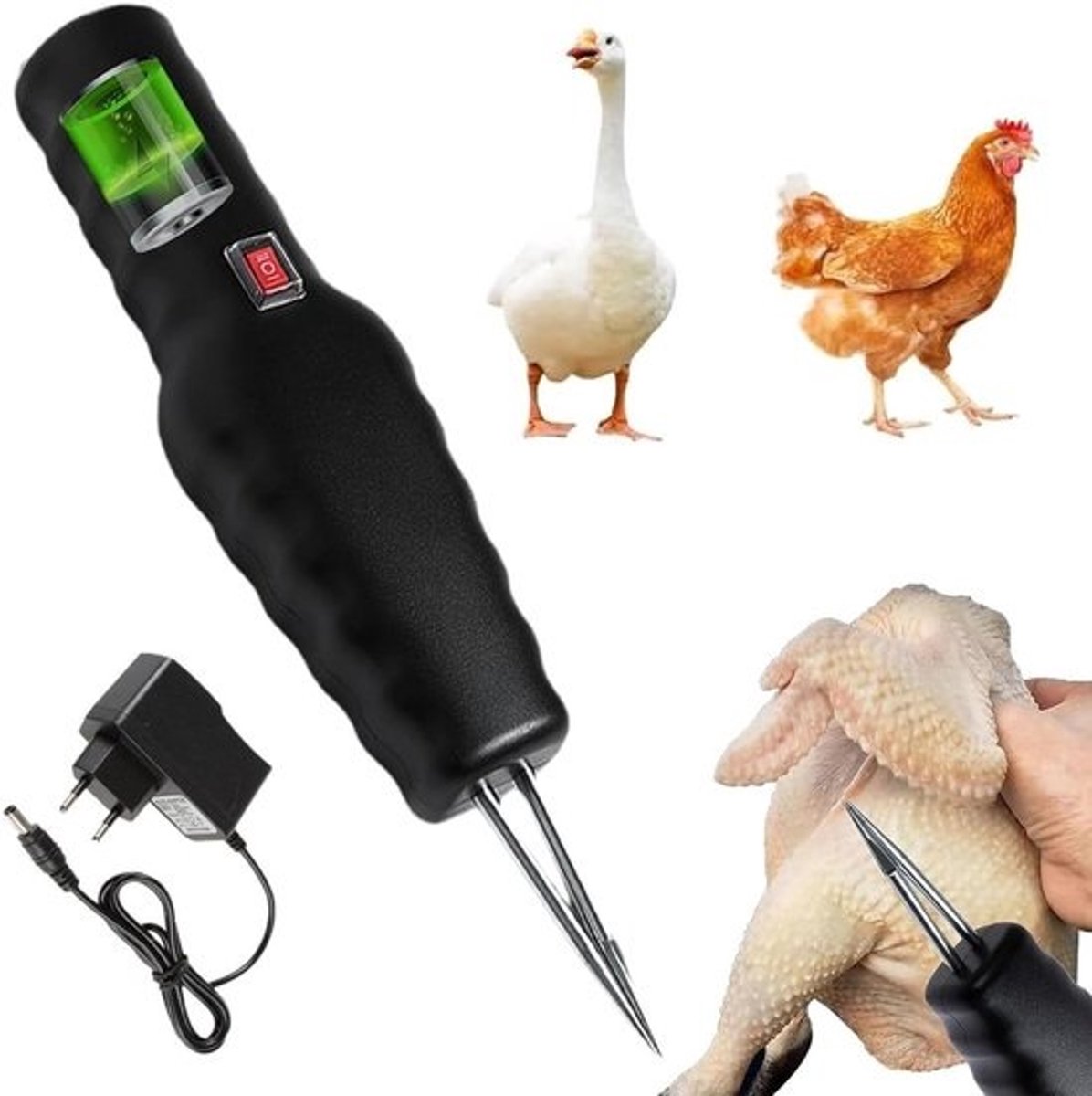 Draagbare elektrische pluimveeverwijderaar - roestvrij staal - voor kippen
