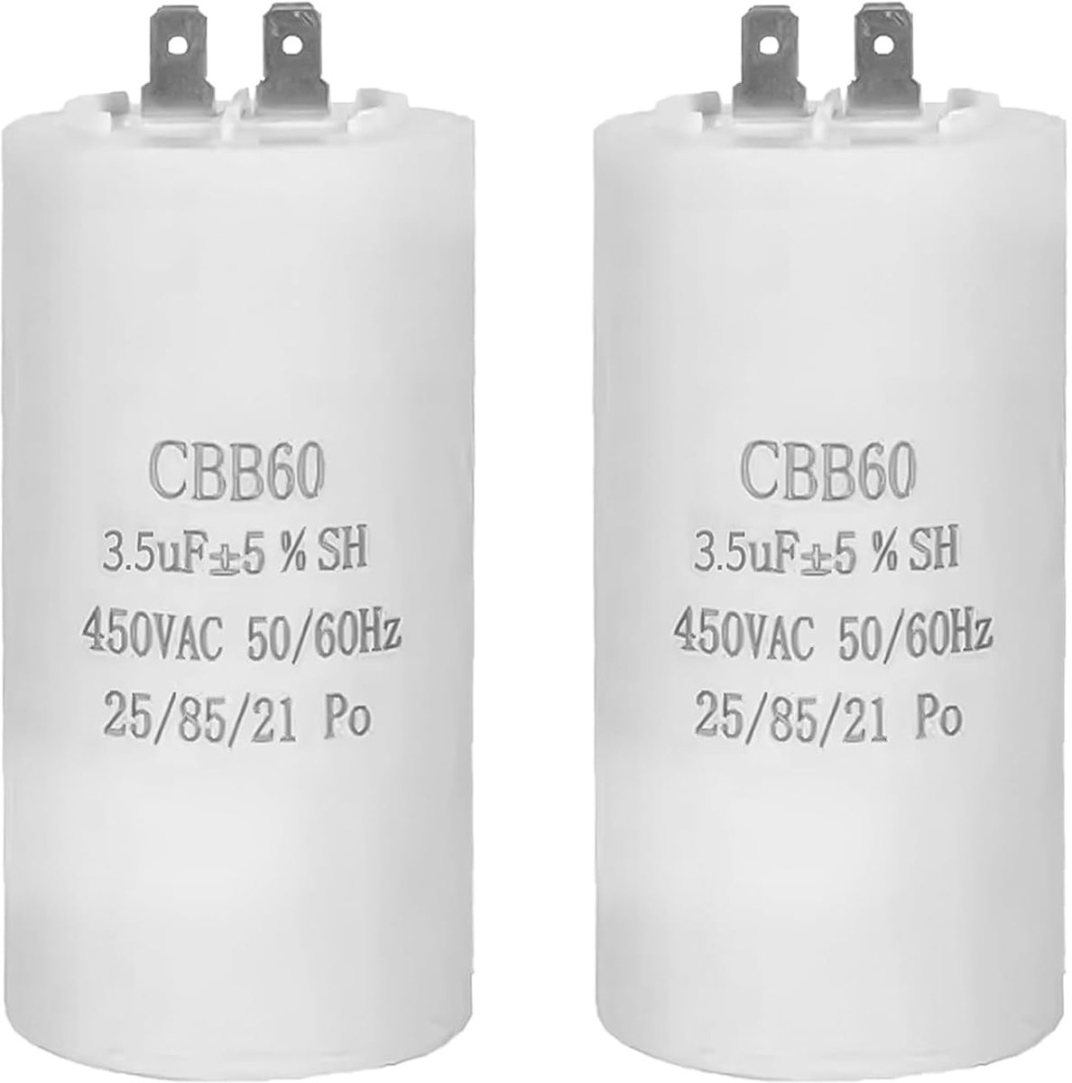 2Pcs CBB60 3.5uF 450V 50/60Hz Motor Start Capacitor 30x55mm, AC Motor Capacitor, Universal Replacement for Tumble - ShopVlot